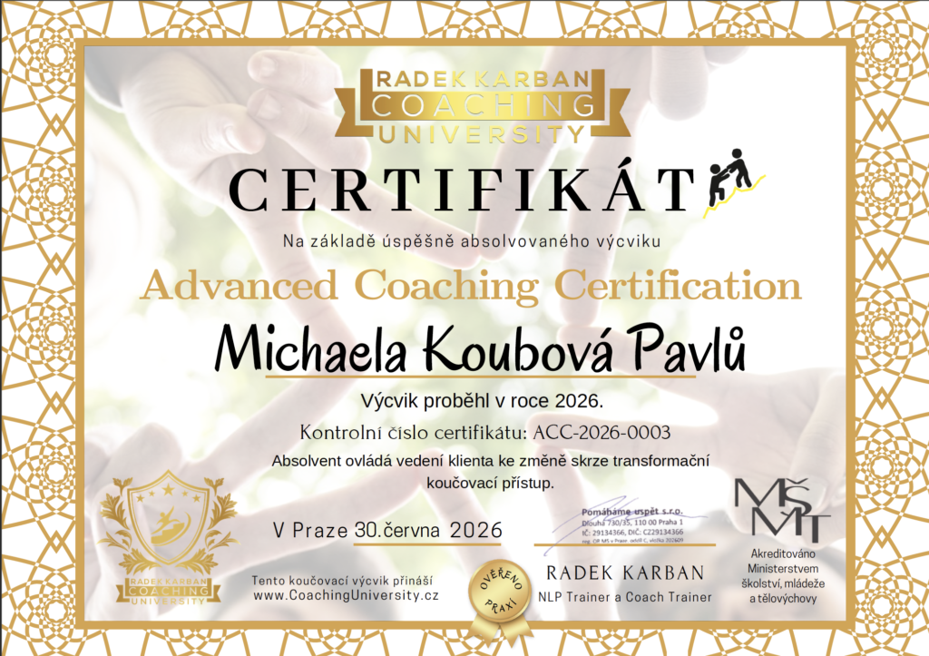 Transformační kouč – Mgr. Michaela Koubová Pavlů, DiS.