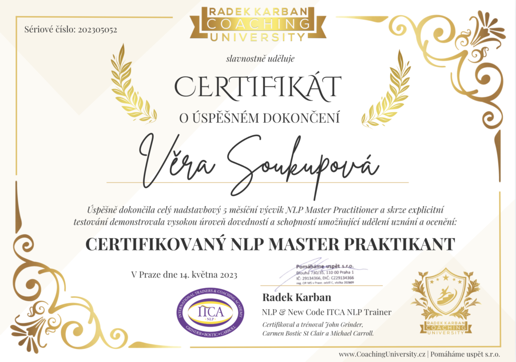 NLP Master Practitioner – Věra Soukupová