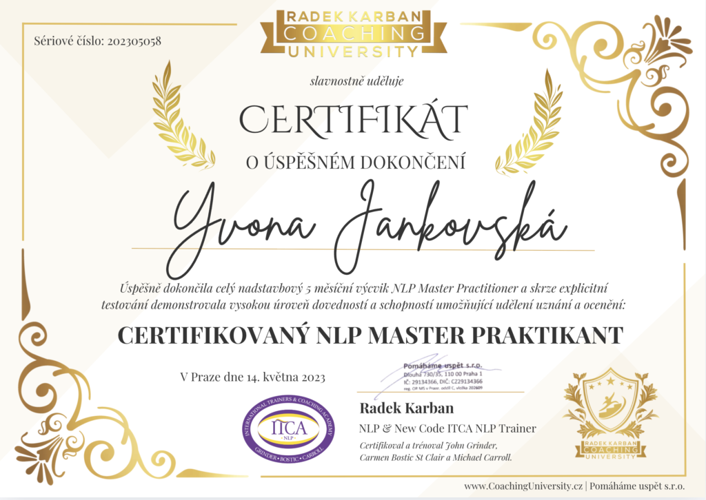 NLP Master Practitioner – Yvona Jankovská
