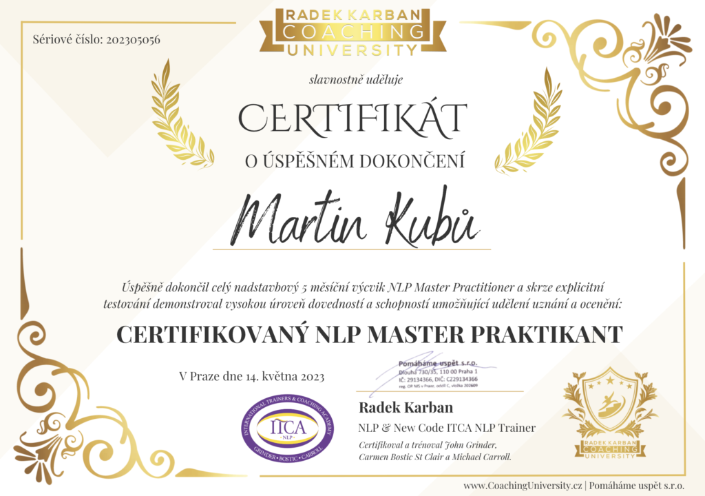 NLP Master Practitioner – Martin Kubů