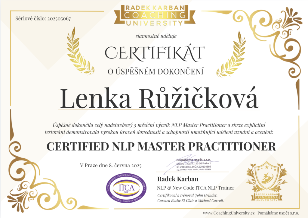 NLP Master Practitioner – Lenka Růžičková