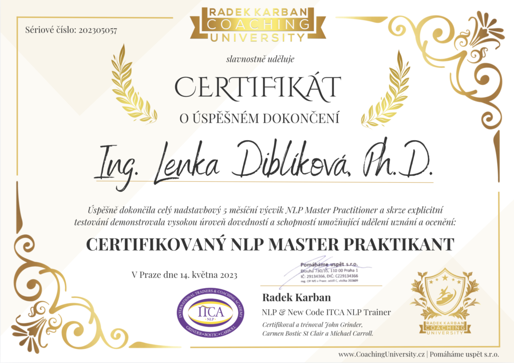 NLP Master Practitioner – Lenka Diblíková